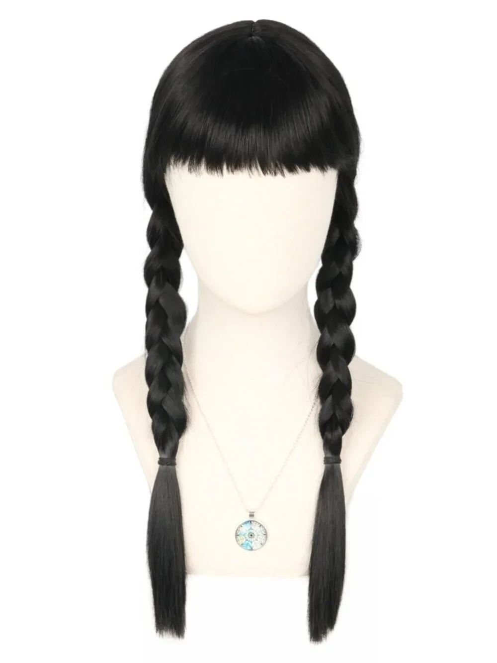 Women's Black Short Cosplay Halloween Costume Wig With Necklace Earrings